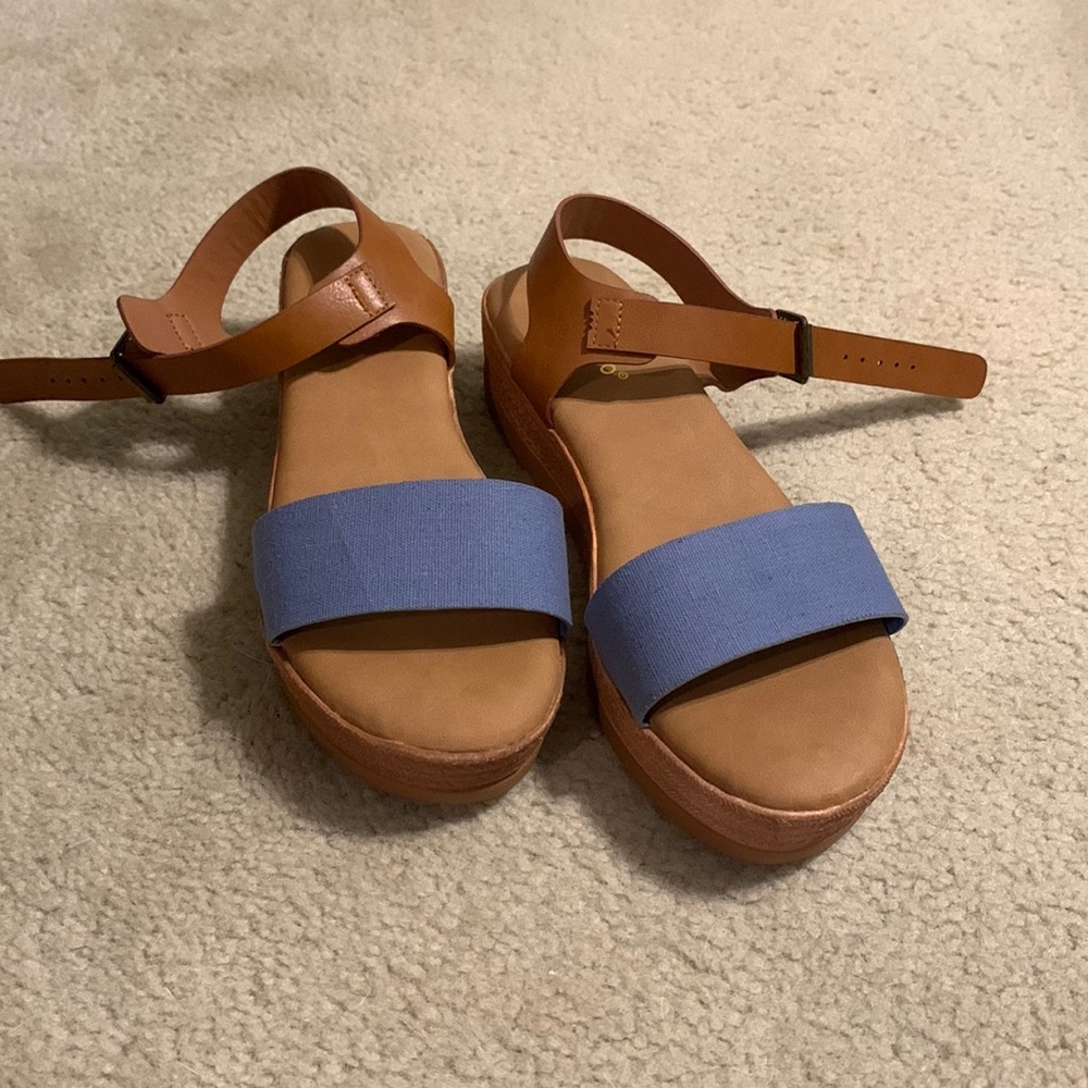 Bamboo ankle strap wedges